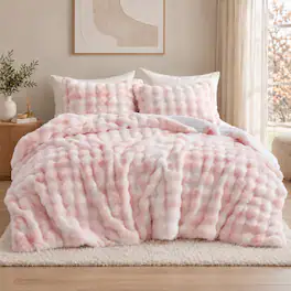 Peace Nest - Ultra-Soft Faux Fur Comforter Set with Plush Tie-Dye & Reversible Sherpa, King - Pink