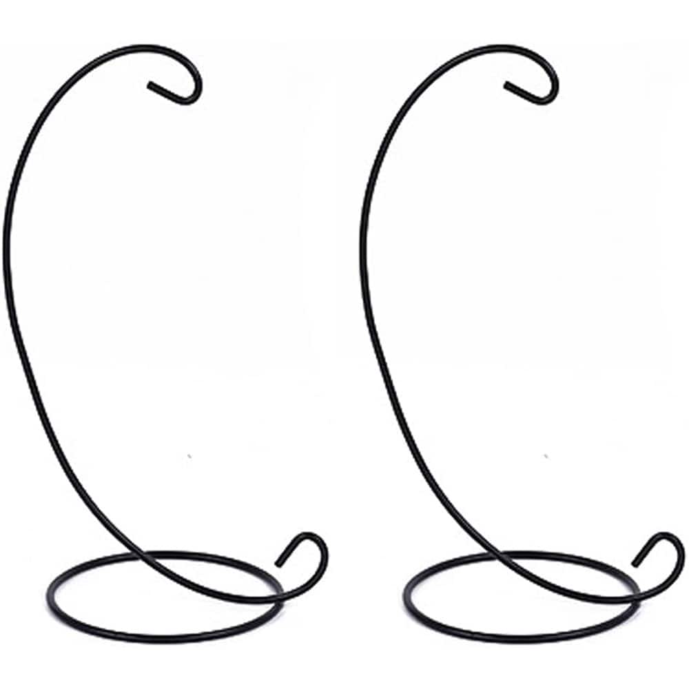 PARKER SLATER - Iron Ornament Display Stands, Hanging Holders for Glass Globes, 2-Pack - Black