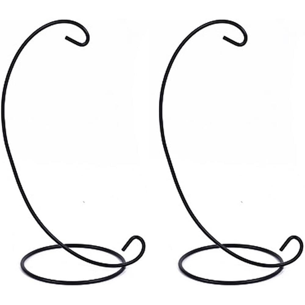 Front. PARKER SLATER - Iron Ornament Display Stands, Hanging Holders for Glass Globes, 2-Pack - Black.