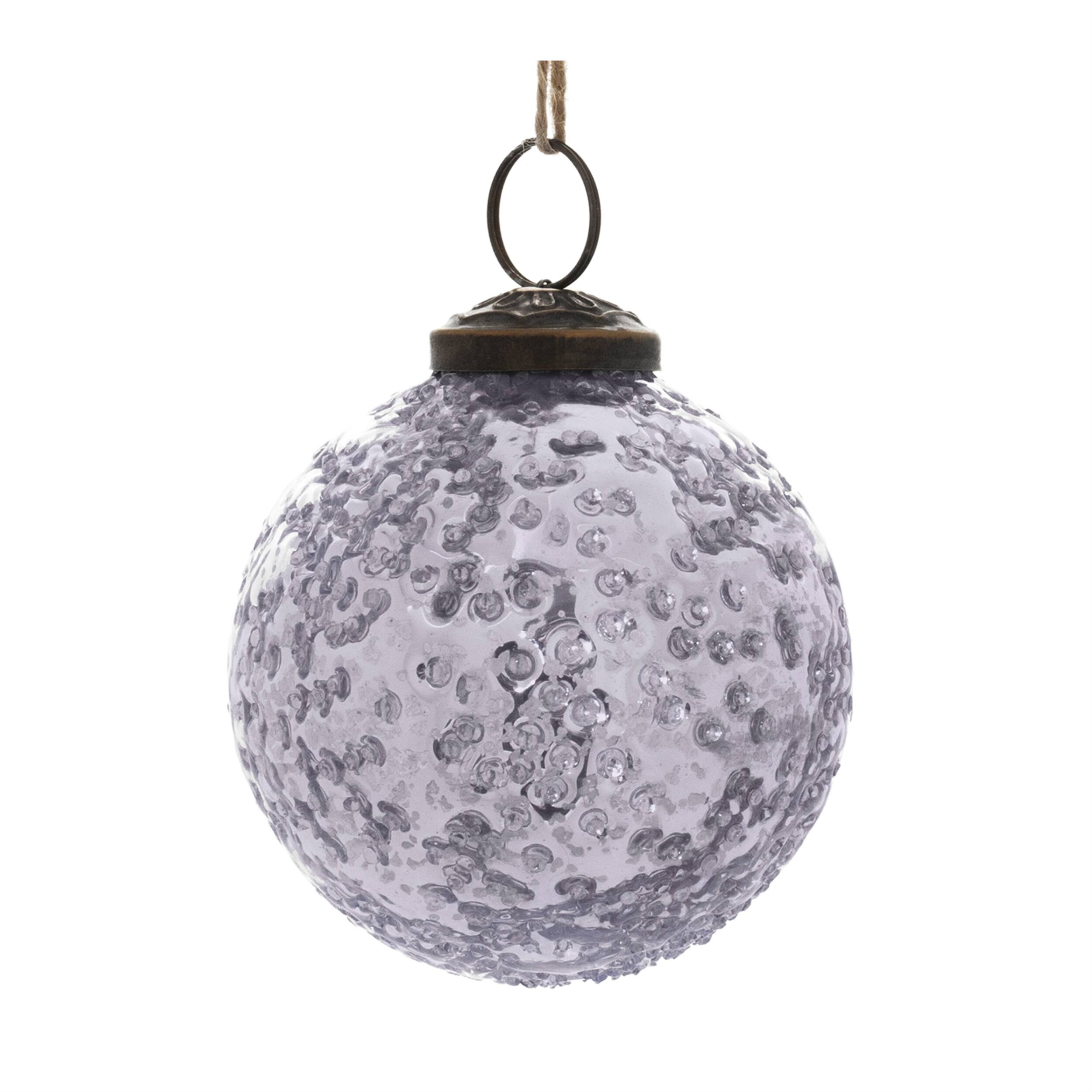 Left. BreeBe - Distressed Glass Ball Ornament (Set of 6) - Purple.