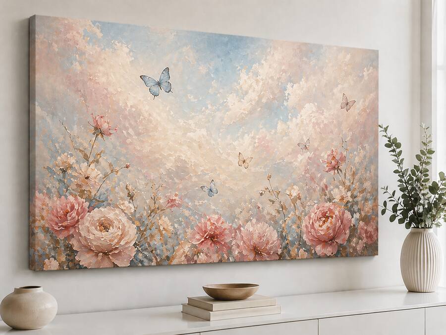 FC Design Large Canvas 24x36" Ready to Hang 24x36" Romantic Floral Sky ...