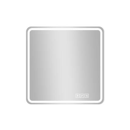 Front. Ecooso - 36x36in LED Bathroom Mirror, Anti-Fog, Explosion-Proof, Tri-Color Light, Rust-Resistant Wall Mirror - Silver.