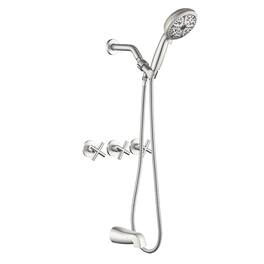 Boyel Living - Shower Set with 10 Function ABS Handheld Shower Three Handle Control and High Flow Tub Spout - Brushed Nickel