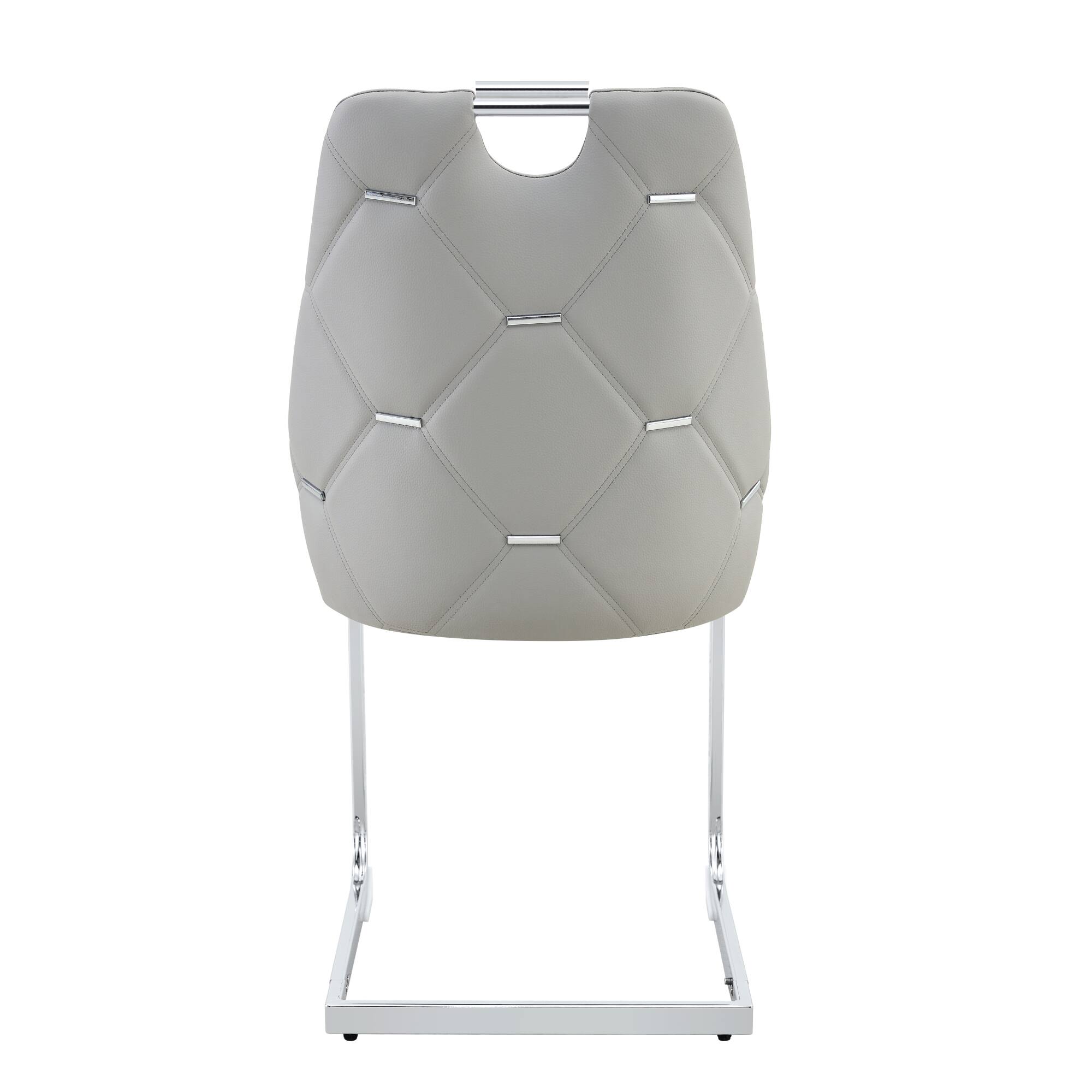 Alt View 6. GOODSILO - Set of 2 Modern Upholstered Dining Chairs with Elegant Metal Accents and High-Resilience Foam Cushions - Light Gray.