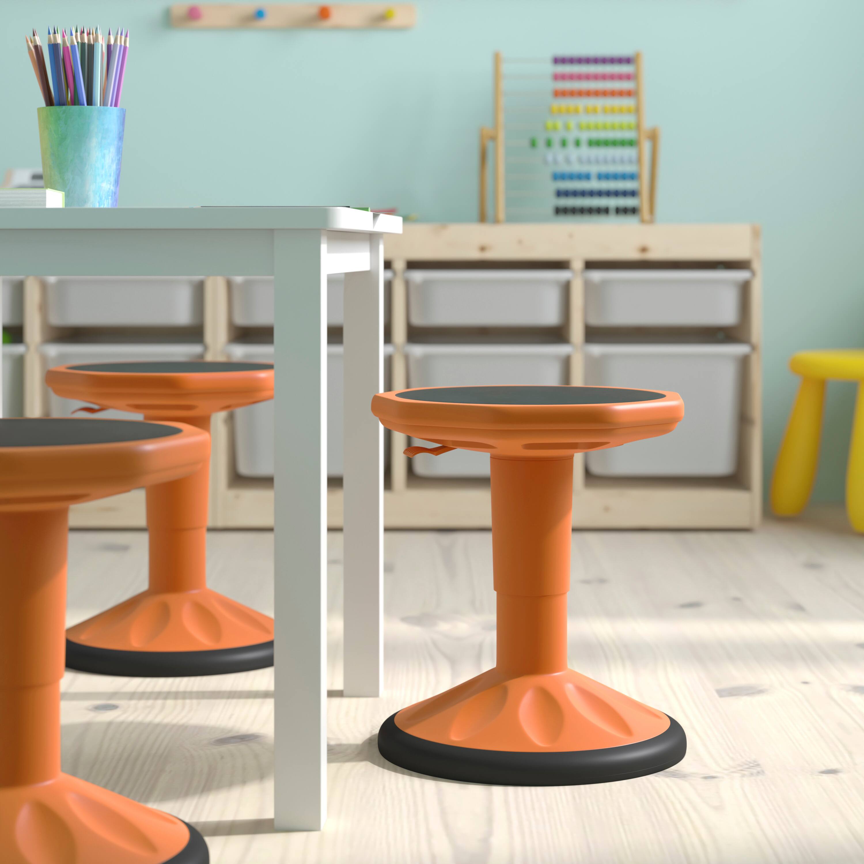Alt View 4. Flash Furniture - Carter Adjustable Height Kids Flexible Active Stool for Classroom and Home with Non-Skid Bottom in Orange, 14" - 18" Sea - Orange.