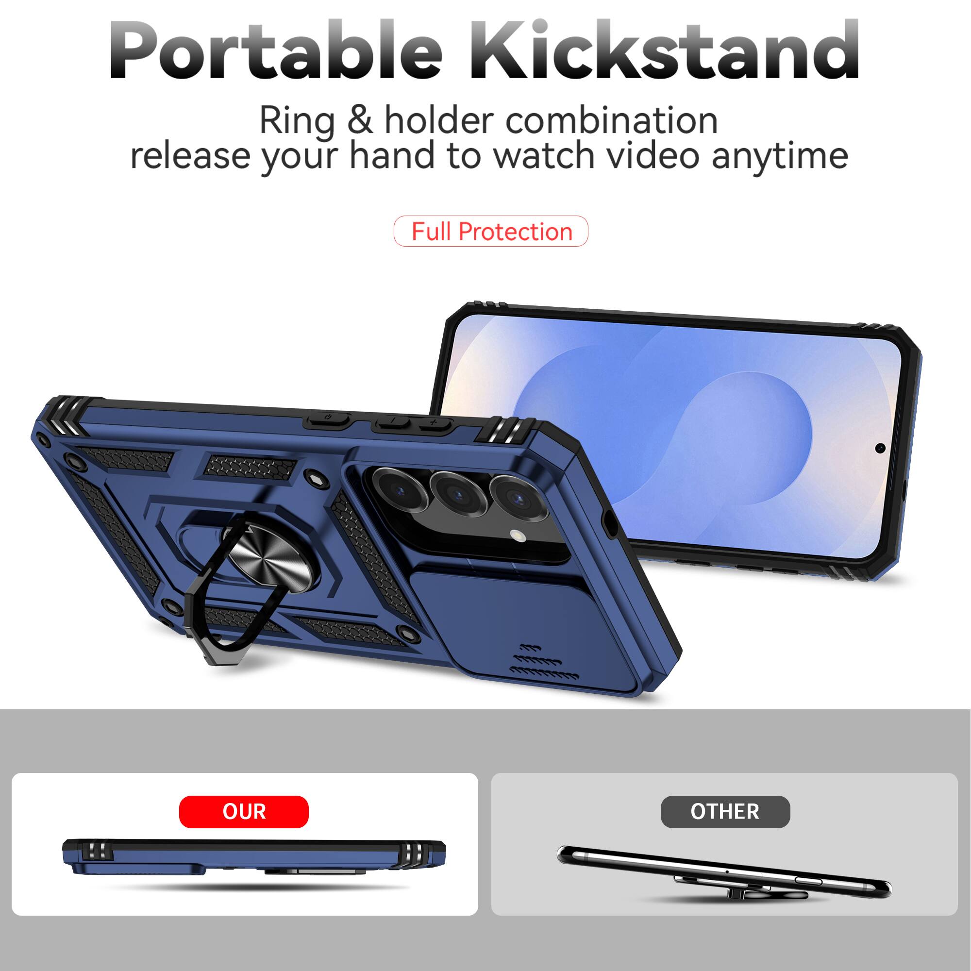 Dteck Rotatable Ring Kickstand Case for Samsung Galaxy S25 FE, Heavy ...