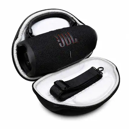 Front. JBL - Charge 6 Portable Waterproof Bluetooth Speaker with Carrying Case - Black.