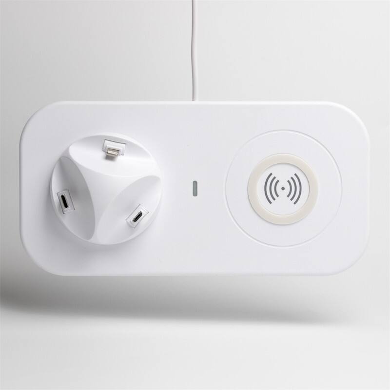 Alt View 3. RISOKEYS - 3-in-1 Wireless Charging Stand with Charging Port - Phone Stand for Apple, Wireless Charger for Earphone,Phones & iWatch - White.