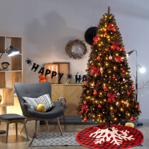 Alt View 9. Winado - 7.5 FT Christmas Tree with Lights, Skirt, Ornaments for In/Outdoor Holiday Decoration - Black & Red.