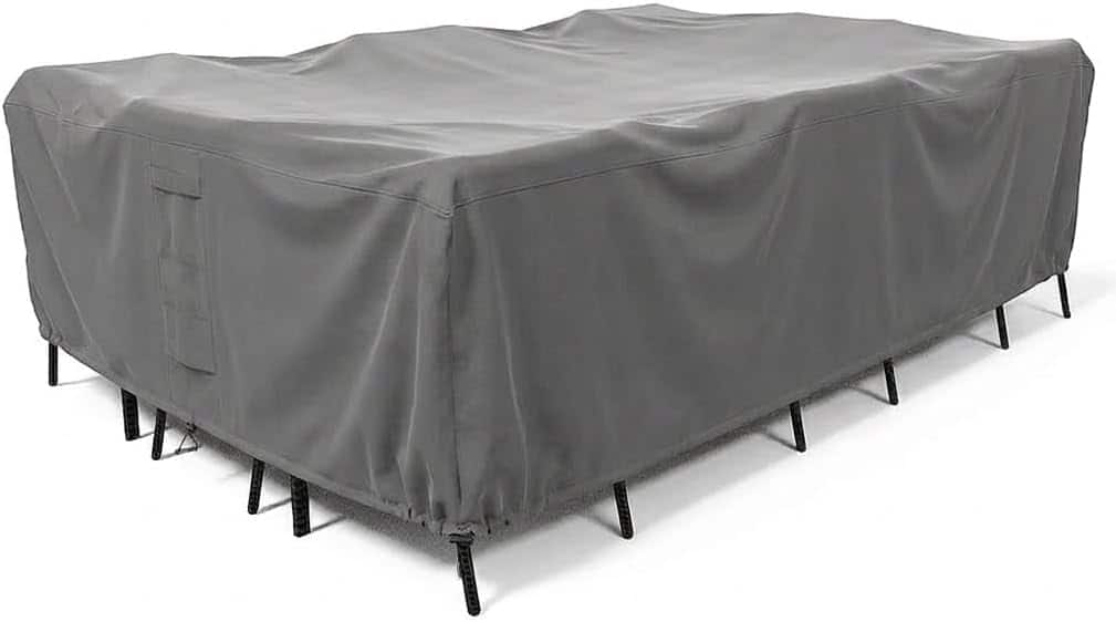 KHOMO GEAR - Patio Table and Chair Set Cover - Heavy Duty, Water Resistant Outdoor Furniture Cover, Rectangular - 108"L x 82"W x 25"H - Gray
