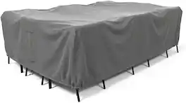 KHOMO GEAR - Patio Table and Chair Set Cover - Heavy Duty, Water Resistant Outdoor Furniture Cover, Rectangular - 128"L x 82"W x 25"H - Gray
