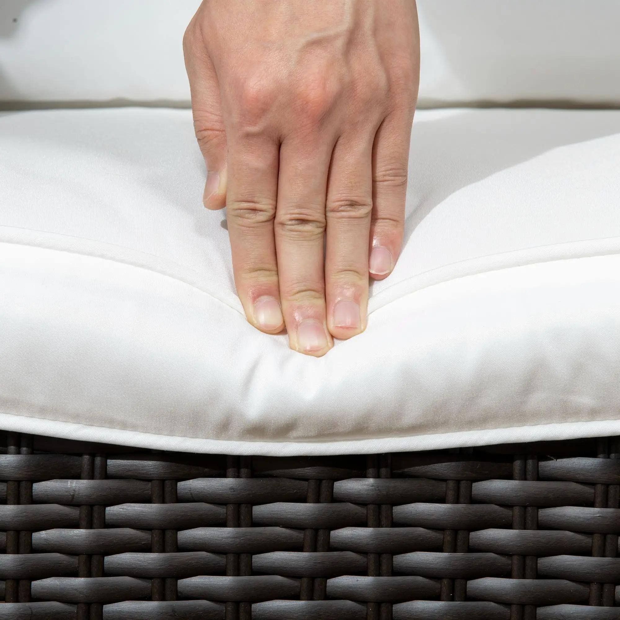 Back. Resenkos - Resenkos 3-Piece Patio Furniture Set, A Swivel Rocker, PE Rattan, Cream White - Cream White.