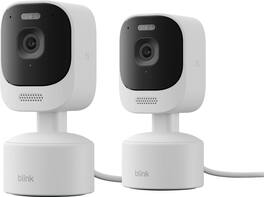 Blink - Mini Pan-Tilt 2K+ (newest model), rotating indoor plug-in security cam, 2K video, Auto Tracking, 360° view, 2 cam - White