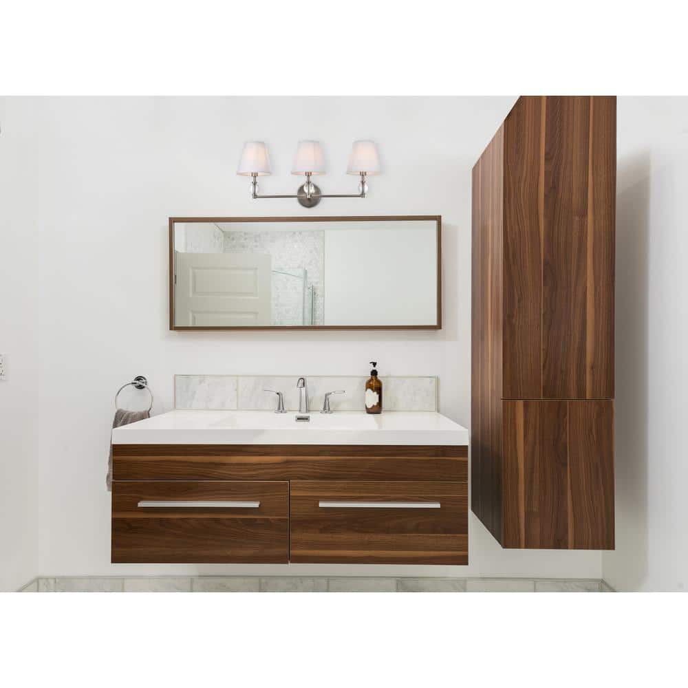 Living District - Bethany 3 lights bath sconce in satin nickel with white fabric shade - Satin Nickel And White Fabric Shade price history on PriceWatchPro