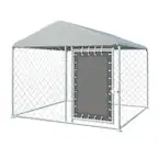 Front. U-HOMY - Heavy Duty Outdoor Dog Kennel with Waterproof UV-Resistant Cover, Large Pet Playpen with Rotating Feeding Door.