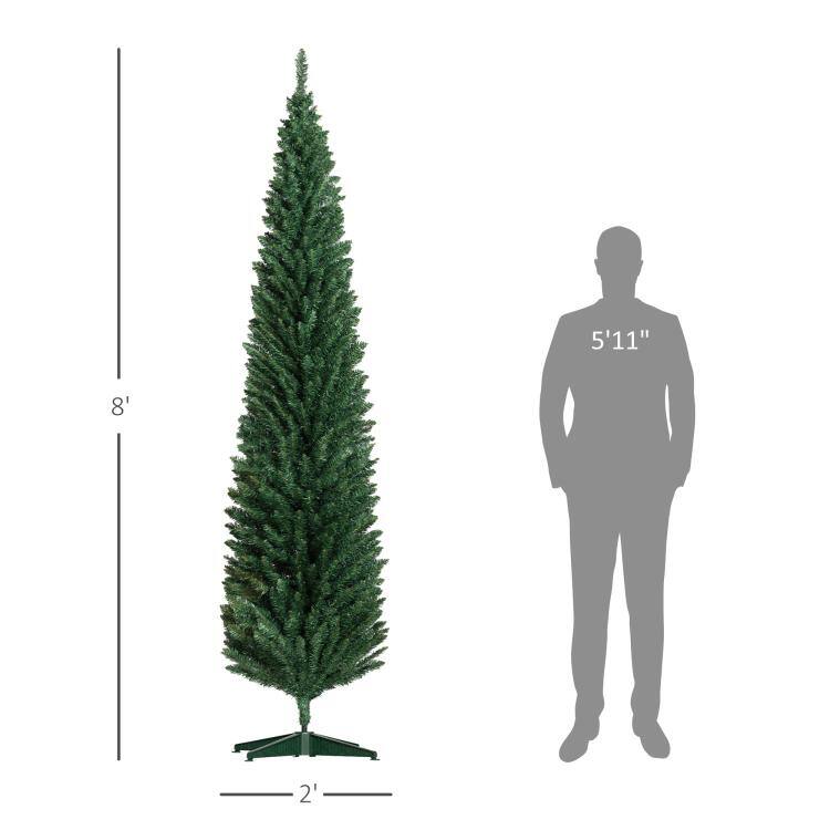 Alt View 3. PULUZ - 8ft Unlit Pencil Artificial Christmas Tree with Realistic Branches and 618 Tips, Plastic Base - Green.