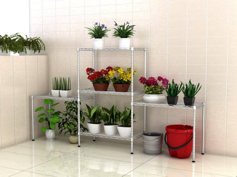 Alt View 3. Winado - 5-Tier Metal Wire Rack Free Standing Shelving Unit Adjustable Storage Shelf - Silver.
