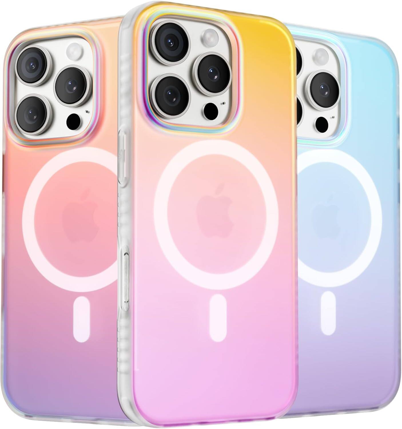 Ornarto - Magnetic Case for iPhone 16 Pro 6.3" Compatible with MagSafe,Shockproof Protective Rainbow Phone Cover - Sunset