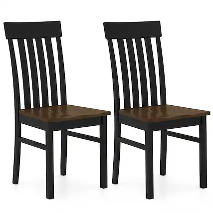 Front. Gymax - Gymax Dining Chairs Set of 2 Dining Room Chairs w/Hollowed Backrests & Wood Seats - Black.