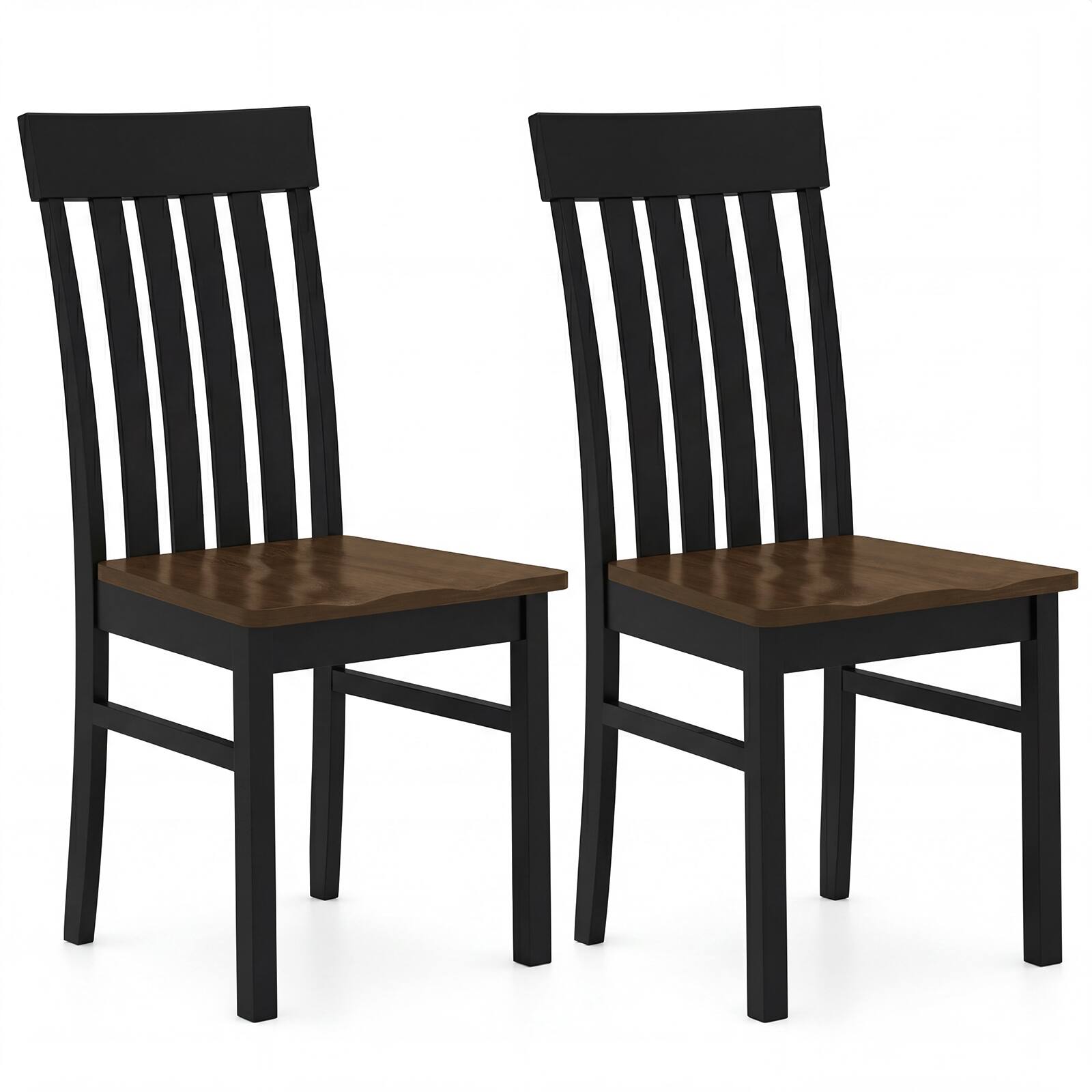 Front. Costway - Costway Dining Chairs Set of 2, Dining Room Chairs with Hollowed Backrests & Wood Seats - Black.