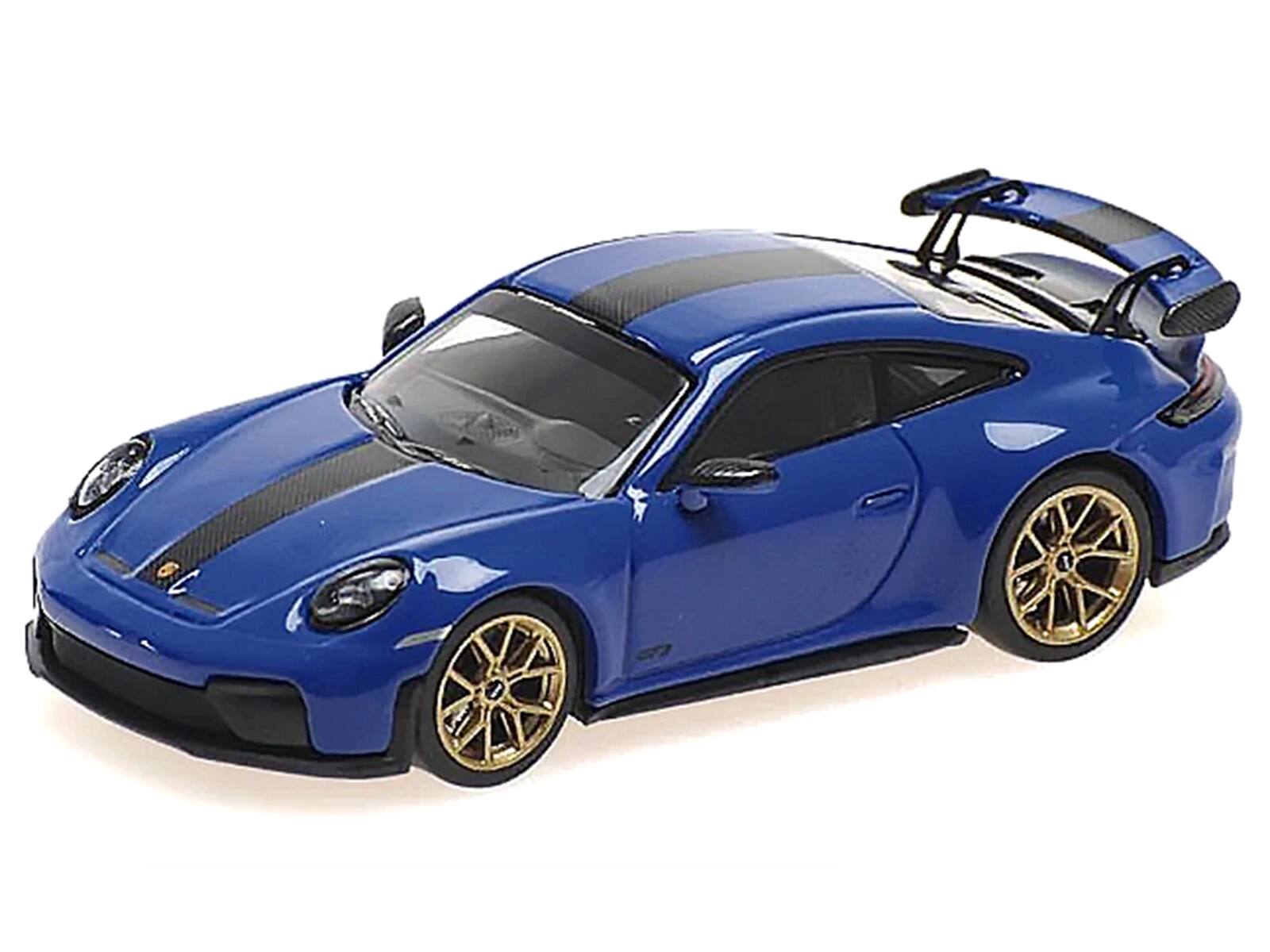 Alt View 1. Minichamps - 2025 Porsche 911 (992.2) GT3 Weissach Package Blue with Carbon Stripe Limited Edition 1/64 Model Car by Minichamps.