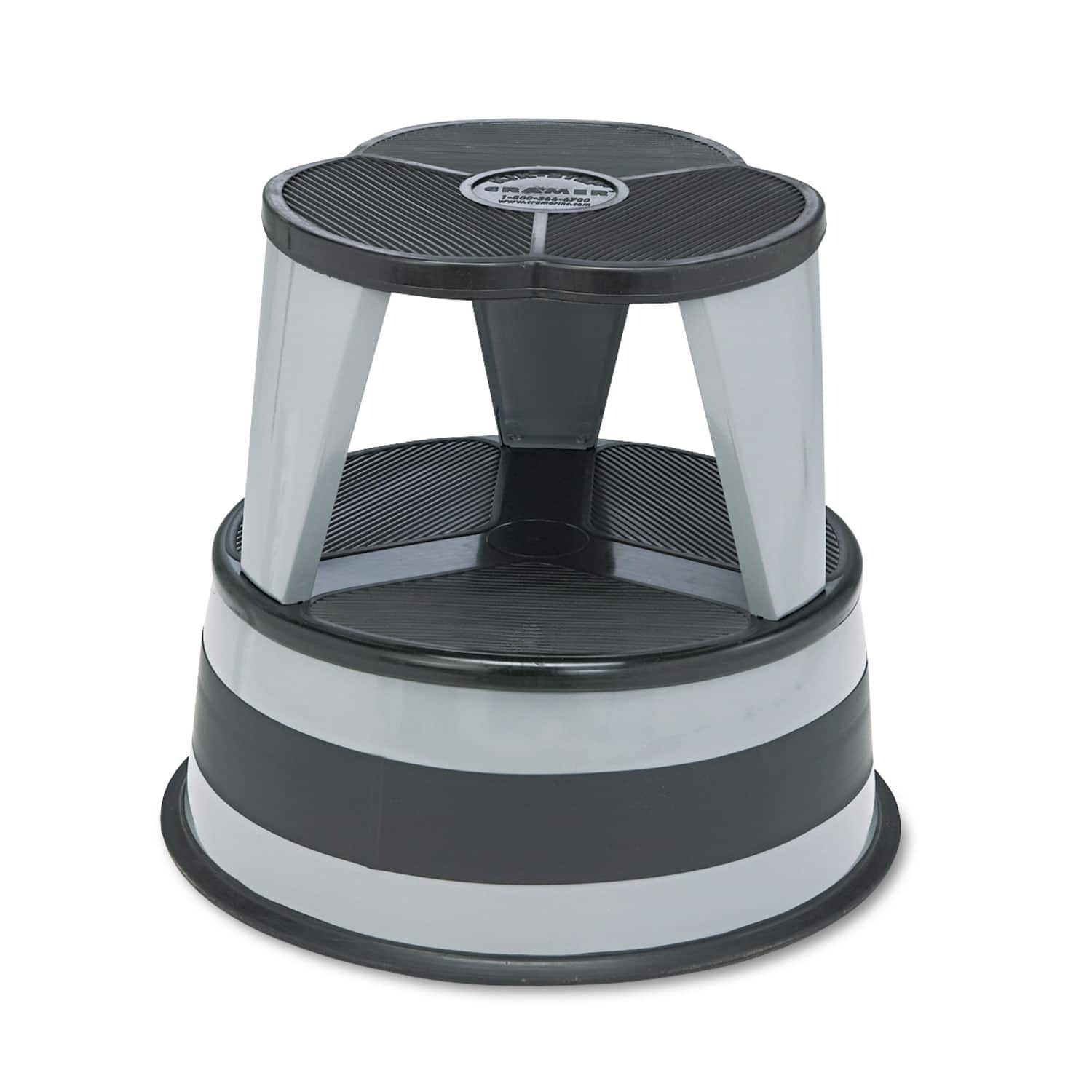 Cramer - Kik Step Steel Step Stool 2 Step 350 lb Capacity 16" Diameter x 14.25"h Slate - Slate|Black