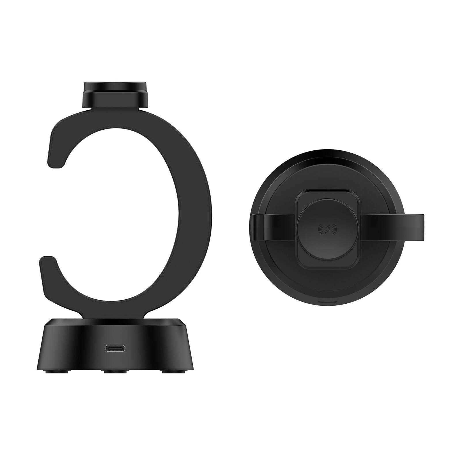 Alt View 4. Topteng - C-Shaped Magnetic Charging Stand for Apple Watch - Portable Vertical Dock with USB-C Cable - Black.