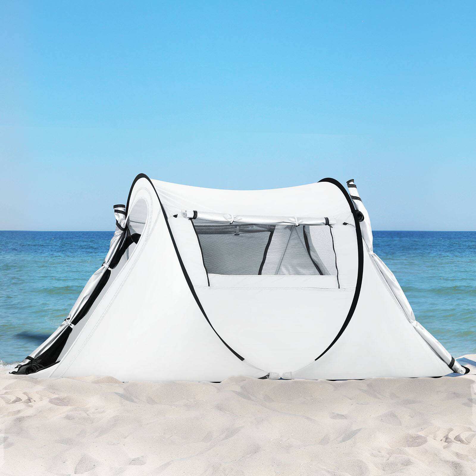 Alt View 2. Oumilen - Pop-Up Camping Tent, Portable Instant Setup Dome Tent 96.8" x 59.0" x 41.7" White for Outdoor Beach Backyard - White.