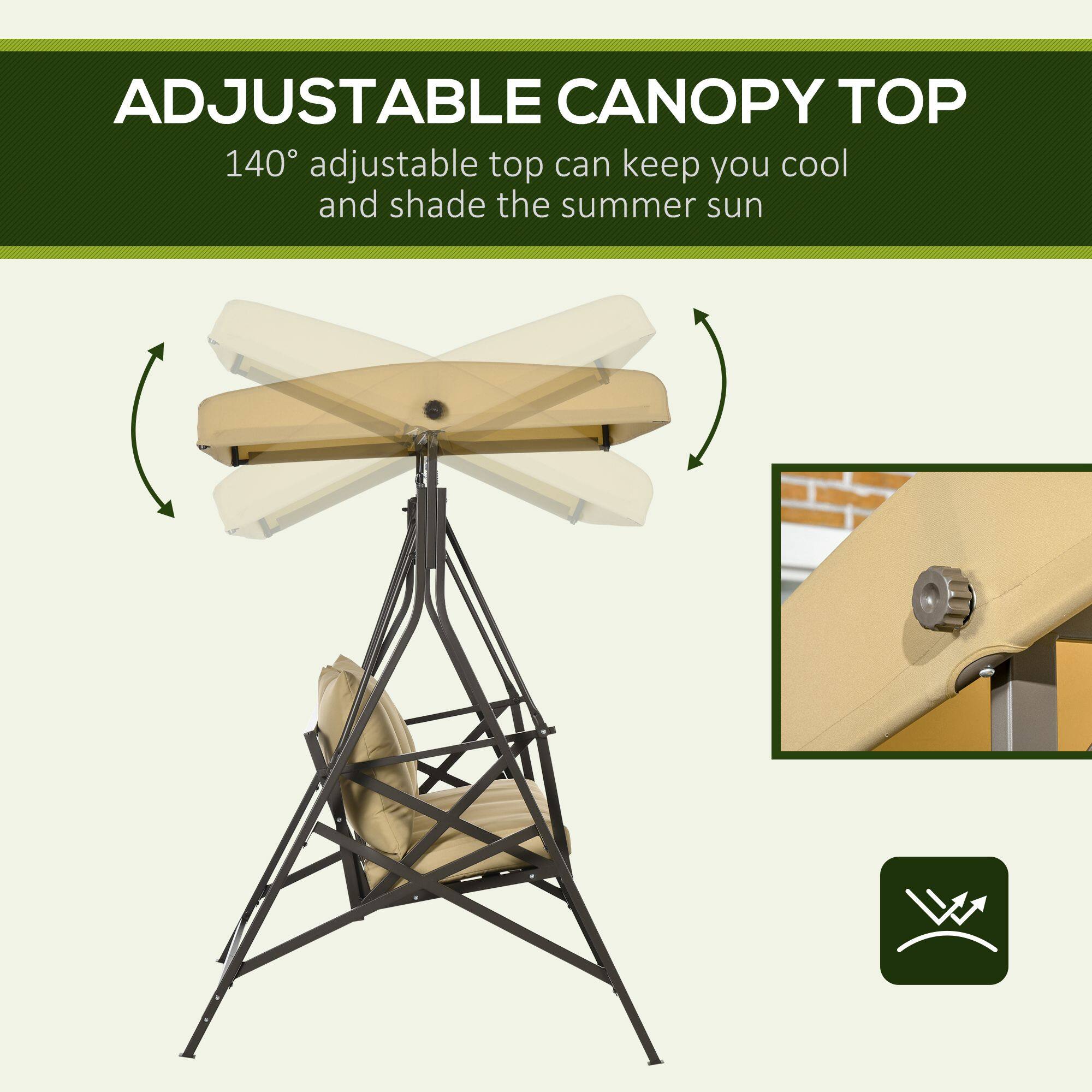 ADJUSTABLE CANOPY TOP

140° adjustable top can keep you cool and shade the summer sun