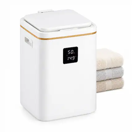 Front. Sweetcrispy - Towel Warmer 23L Capacity for Bathroom with Aromatherapy, Overheat & Tip Over Protection, 8H Timer, LED Display - Natural Wood Accent.