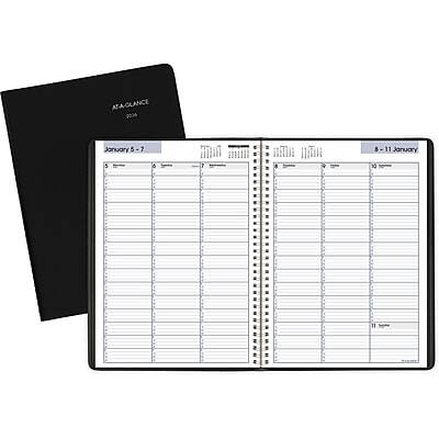 AT-A-GLANCE - 2026 DayMinder 8" x 11" Weekly Appointment Book, Faux Leather Cover - Black