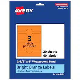 Avery - Printable Wraparound Labels, Bright 2-3/8" x 8", 60ct - Orange
