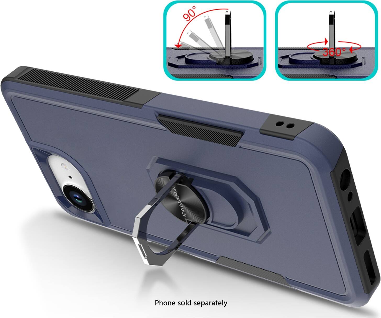 The text on the image reads: "90 degrees 360 degrees SAHARA Phone sold separately."