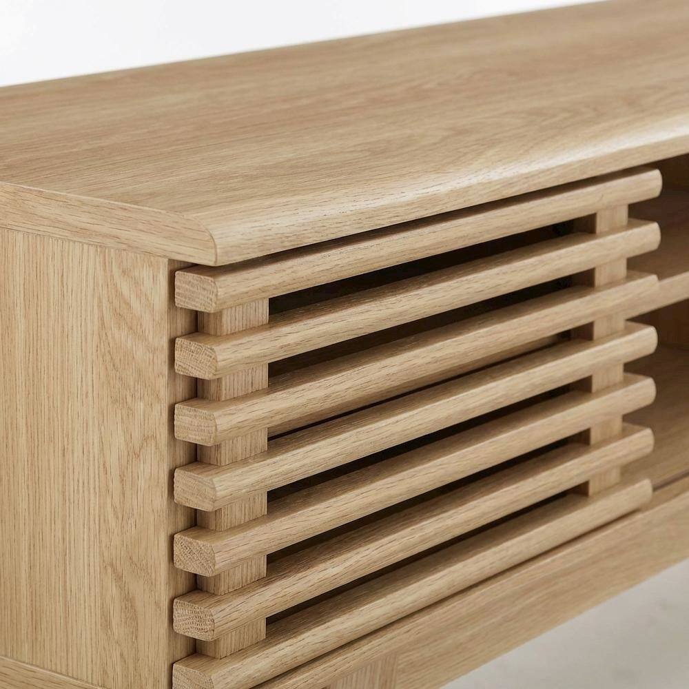 Alt View 1. FurniFact - Brown wood entertainment center with spacious TV stand and sleek design - Brown.