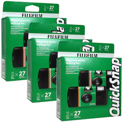 FUJIFILM
Moments worth waiting for.
One-Time-Use Camera
Appareil photo à usage unique
Cámara de un solo uso
Einwegkamera
Fotocamera monouso
QuickSnap
2 x 27
Pack
Paquet
Poses Chacun
Exp. Each
Poses Chacun
2 x 27
Pack
Paquet
Poses Chacun
Exp. Each
Poses Chacun
2 x 27
Pack
Paquet
Poses Chacun
Exp. Each
Poses Chacun
2 x 27
Pack
Paquet
Poses Chacun
Exp. Each
Poses Chacun