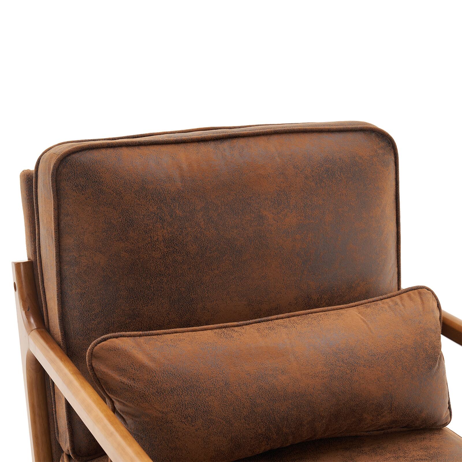 Alt View 8. SlickBlue - Modern Upholstered Lounge Chair with Armrests for Living Room or Bedroom - Brown.