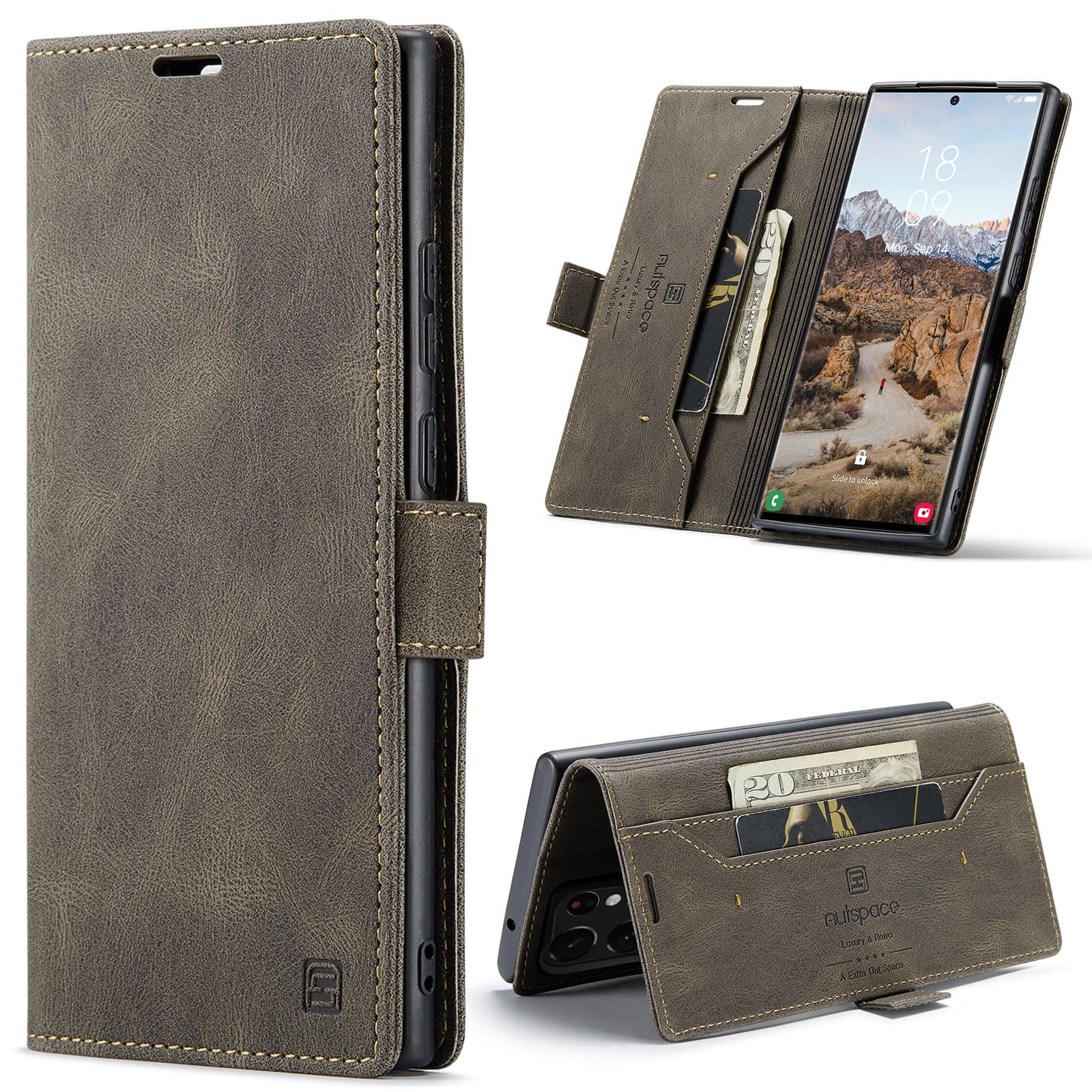 Dteck - Folio Wallet Case for Samsung Galaxy S26 Ultra, Matte PU Leather RFID Blocking Credit Card Slots with Magnetic Flip - Coffee price history on PriceWatchPro