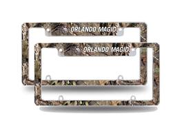 Rico Industries - Orlando Magic Chrome Metal (Set of 2) License Plate Frames with Bold Mossy Oak Camouflaged Camo Design - Multi
