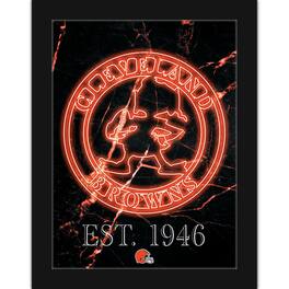 Fan Creations - Cleveland Browns Brownie The Elf 12'' x 16'' Framed Circle Logo Print - Black