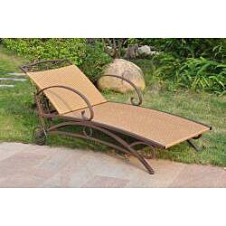 Angle. Hivvago - Resin Wicker / Steel Multi-Position Chaise Lounge Chair Recliner - brown.