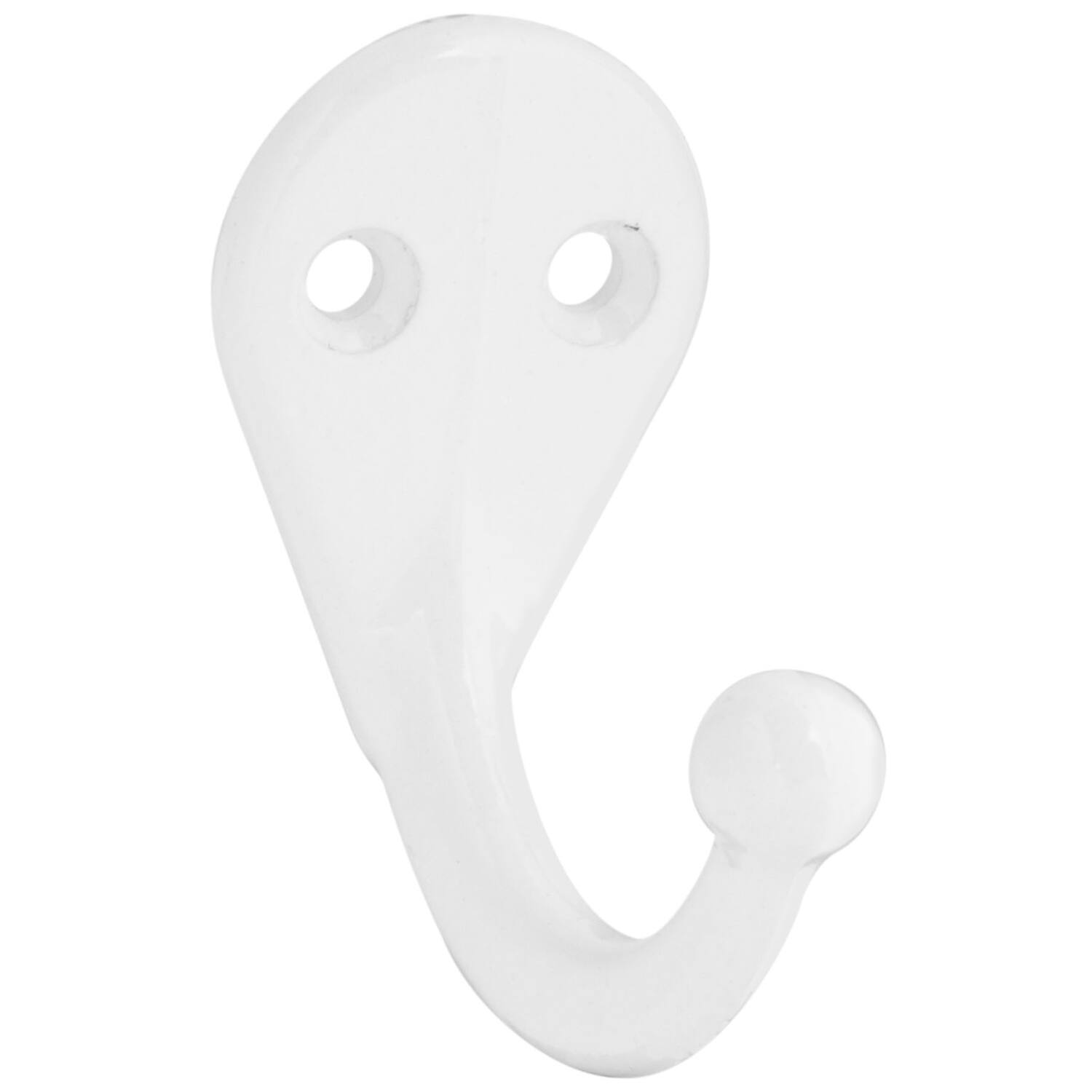 Front. National - National Hardware 1.75 in. L White Zinc Die-Cast Clothes Hook 35 lb. cap. 1 pk - White.