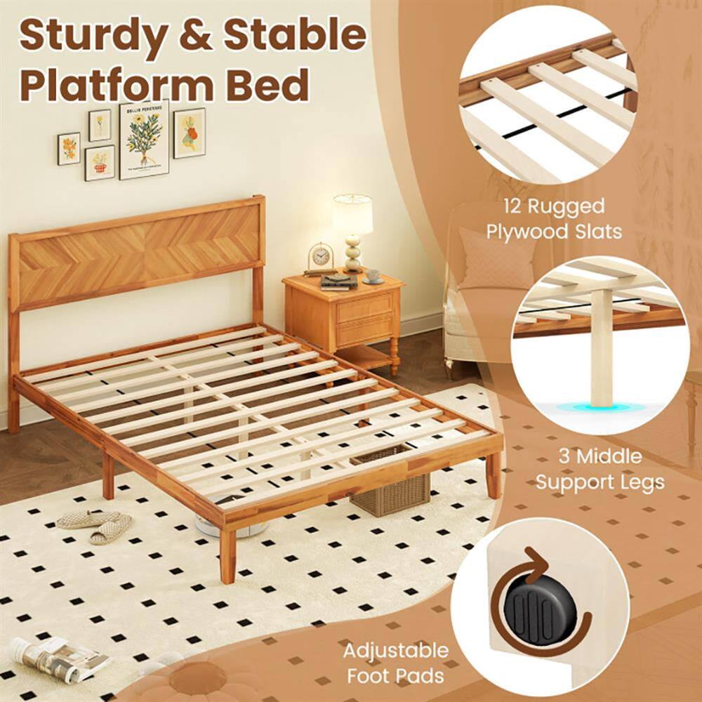 Sturdy & Stable Platform Bed

- 12 Rugged Plywood Slats
- 3 Middle Support Legs
- Adjustable Foot Pads