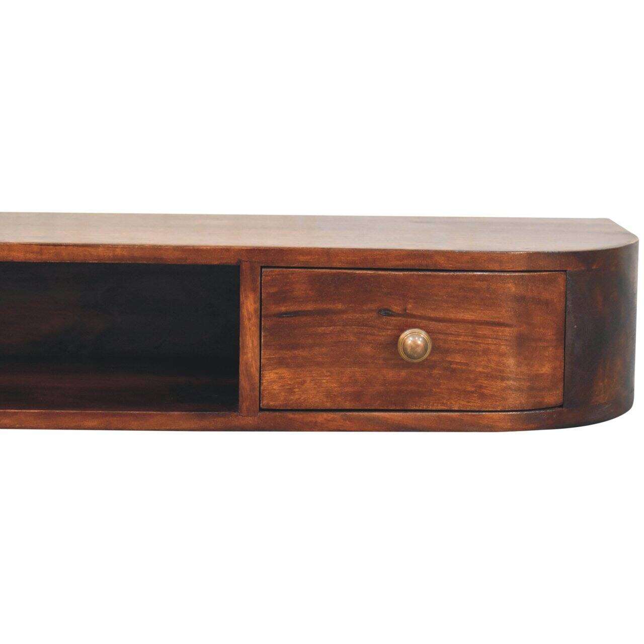 Back. Artisan Furniture - Artisan Furniture Solid Wood Lunar 2 Drawer Wall Mounted Chestnut Console, Brown - Brown.