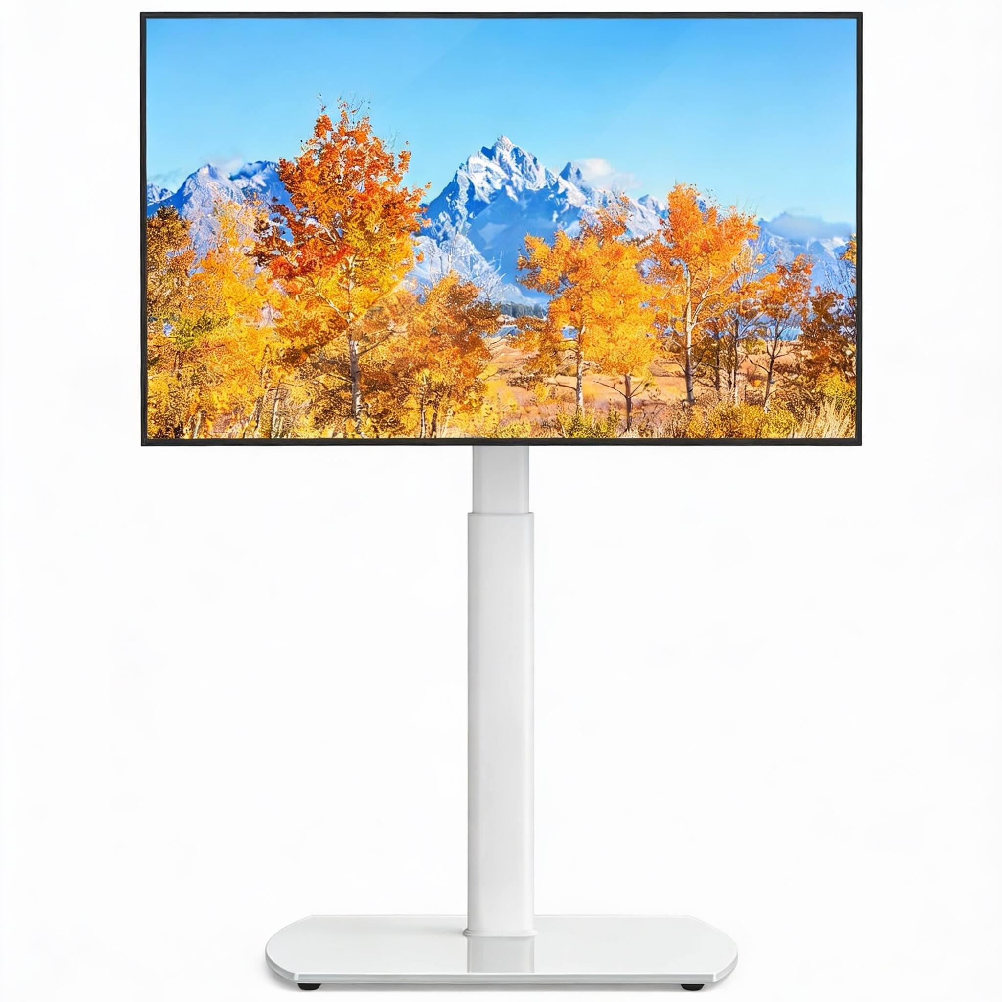 Front. Frangdom - stand for 27-70 inch Universal TV Floor Stand with Swivel Mount, Height Adjustable - White.