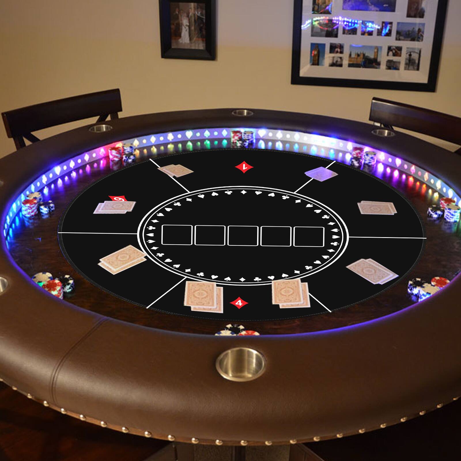 Alt View 2. GSE Games & Sports Expert - 35" x 35" Round Texas Hold'em Rubber Mat with Non-Slip Rubber Backing for Parties, Casino Game.