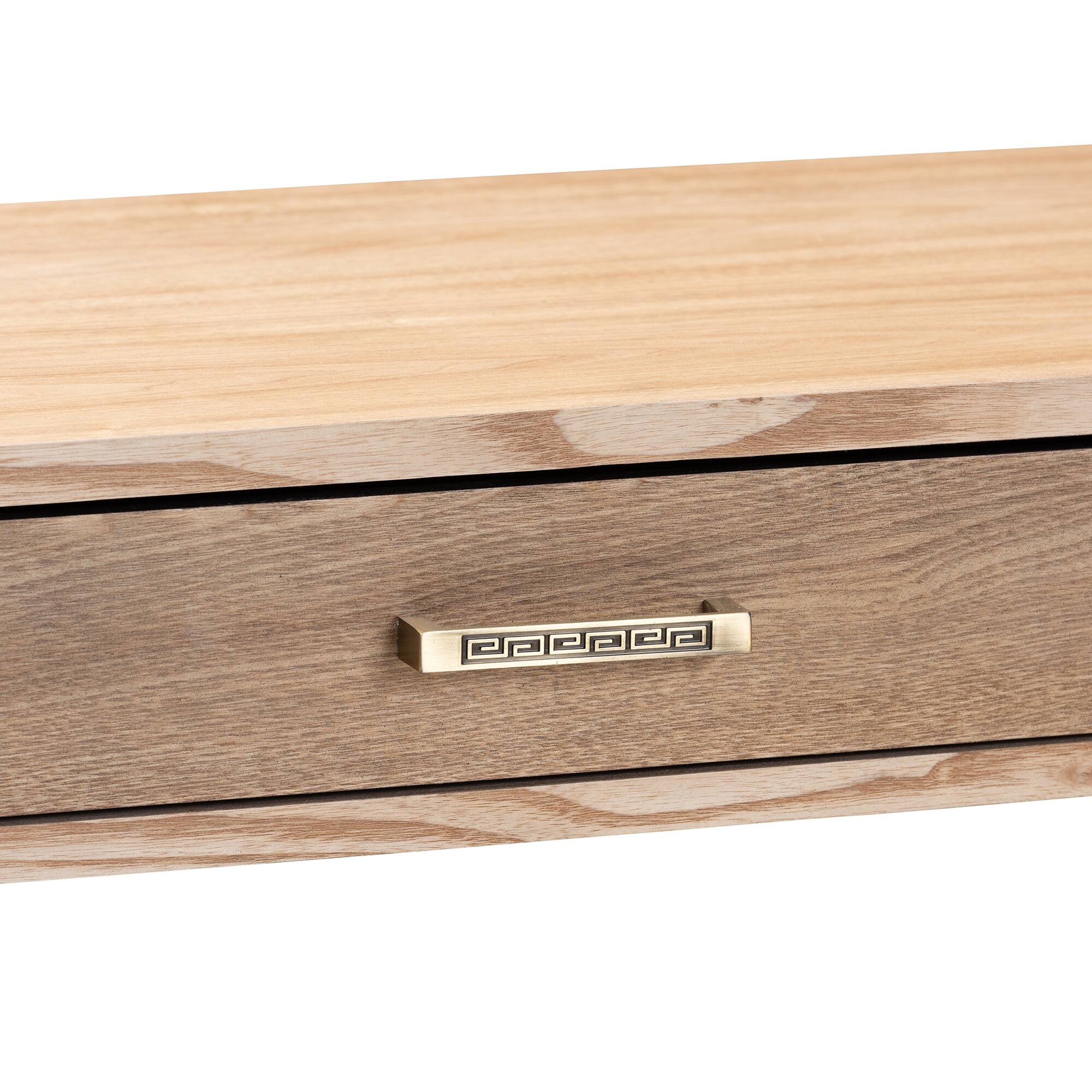 Alt View 1. Baxton Studio - Lafoy Modern and Contemporary Finished Wood and Finished 2-Drawer Console Table - Natural Brown/Gold.