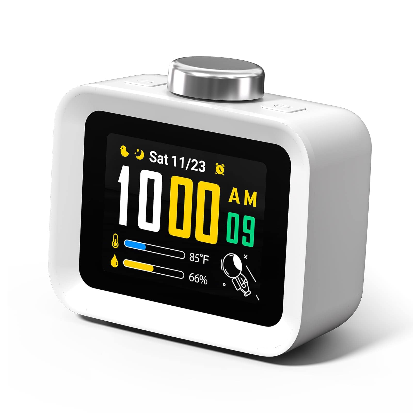 Dazzed Corner - Smart LCD Alarm Clock with 8 Visual Themes, 4 Custom Alarms - White