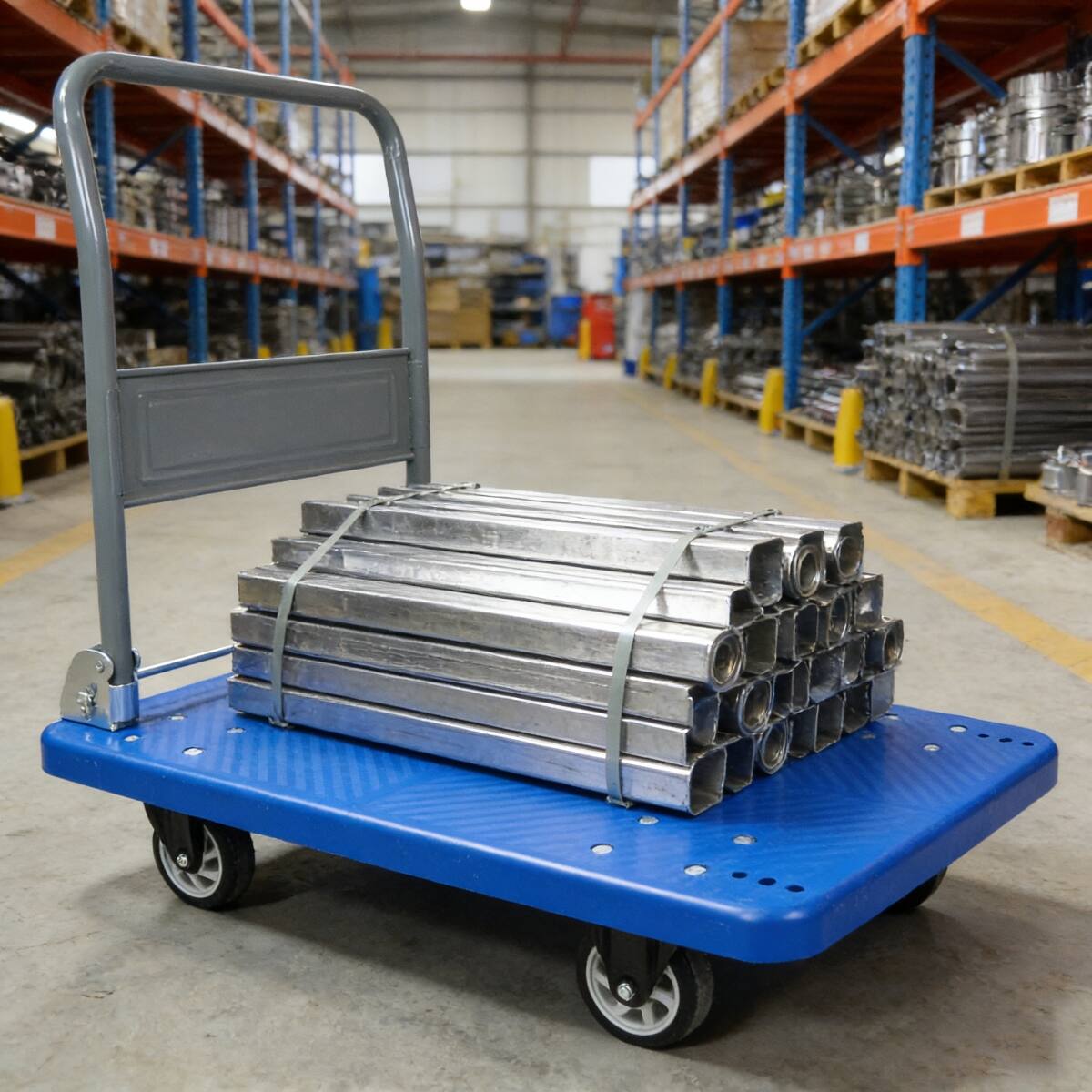 Front. Ropilly - Ropilly Foldable Platform Truck Heavy Duty Moving Cart with PU Wheels, 660 lb Capacity Flatbed Dolly - Blue.