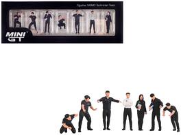 "NISMO Technician Team" 7 Piece Figure Set for 1/64 Scale Models by Mini GT - Black