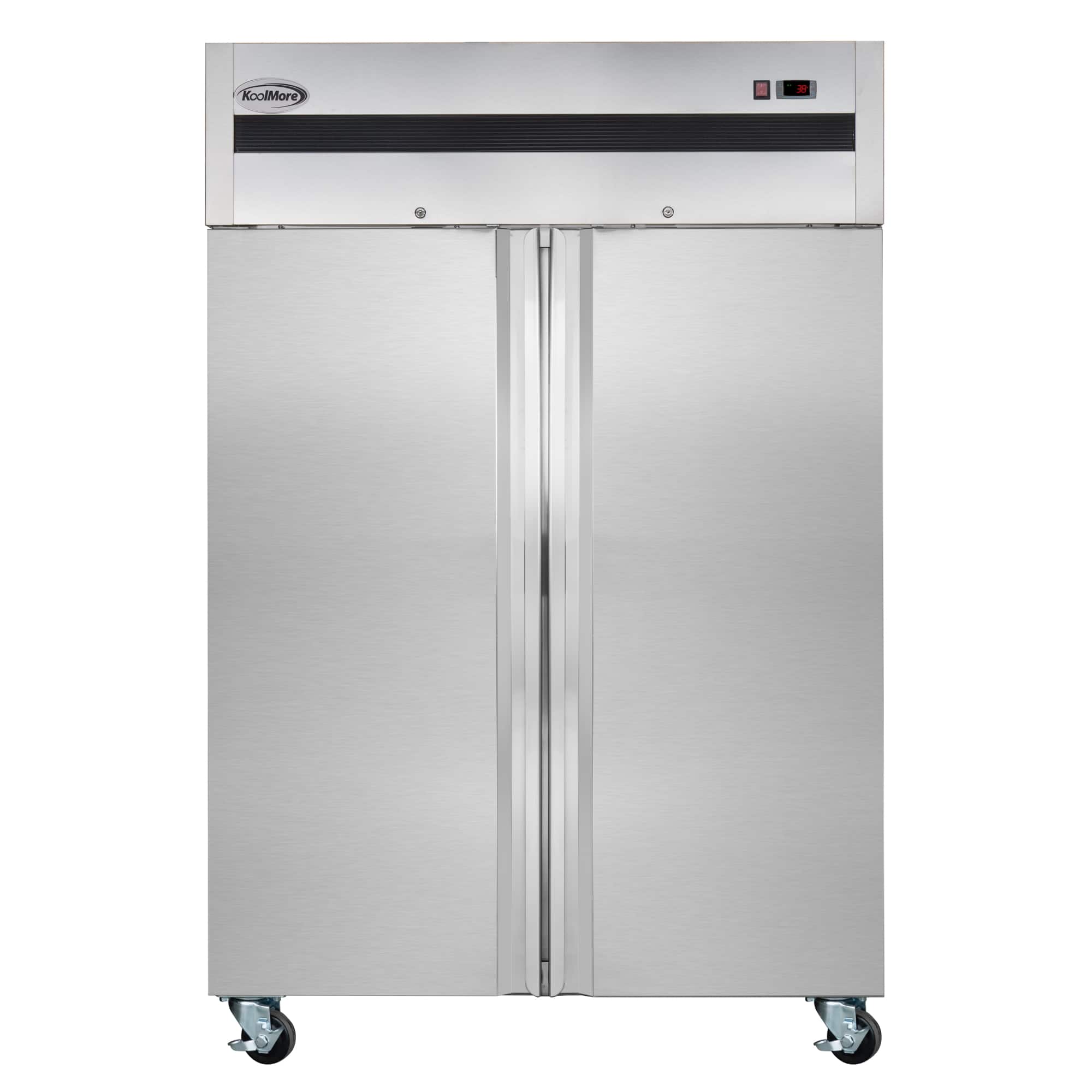Koolmore - 54 in. Two-Door Commercial Reach-In Refrigerator with Top-Mounted Compressor, 49 cu. ft. in Stainless-Steel - Stainless Steel